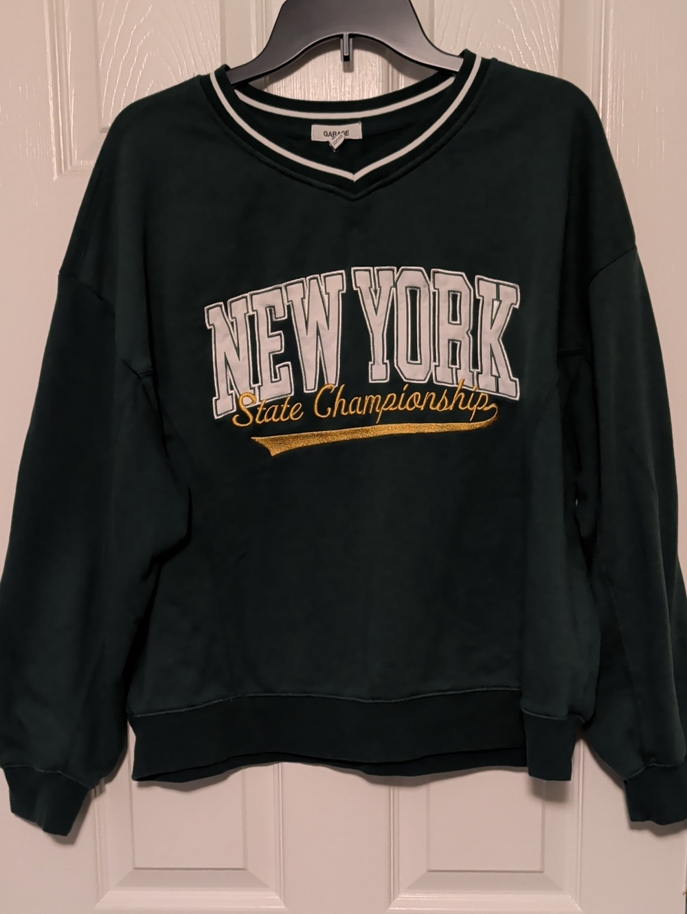 Garage Dark Green V-Neck 'New York' Pullover Sweatshirt